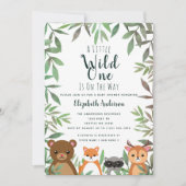 Invitation Baby shower Wild One Woodland (Devant)