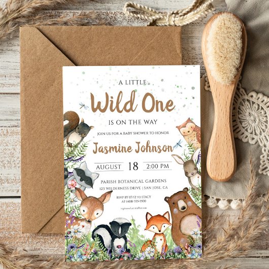 Invitation Baby shower Wild One Woodland Creats
