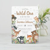 Invitation Baby shower Wild One Woodland Creats (Debout devant)
