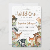 Invitation Baby shower Wild One Woodland Creats (Devant)