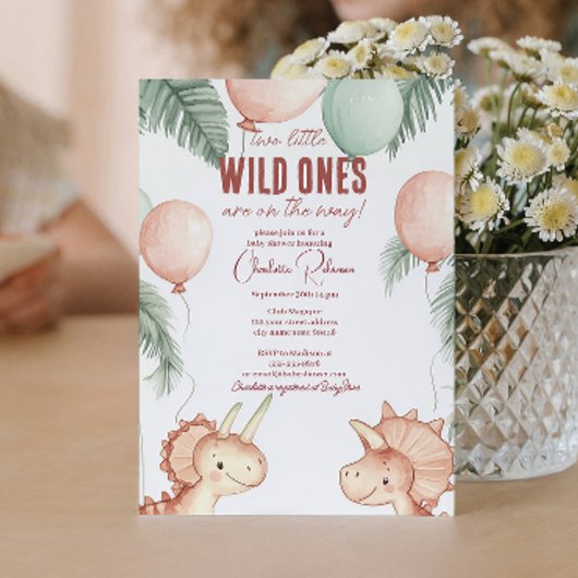 Invitation Baby shower Wild Ones et Twins