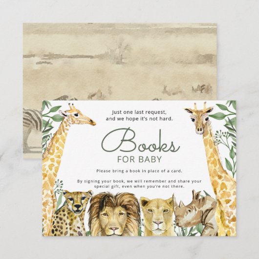 Invitation Baby shower Wild Safari Animaux Demande de réserva (Devant / Derrière)