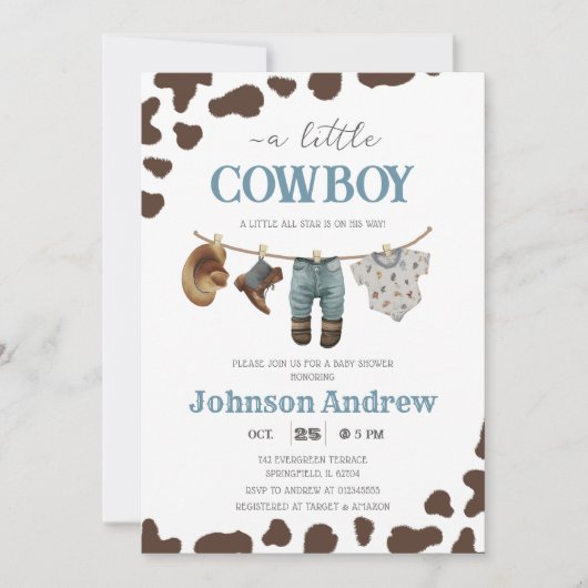 Invitation Baby shower Wild West (Devant)