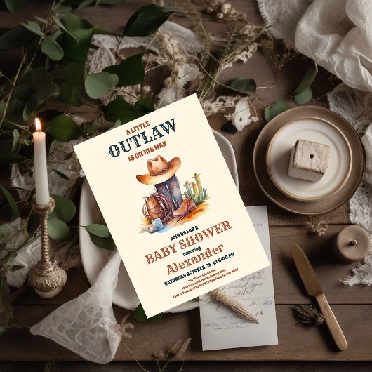 Invitation Baby shower Wild West Cowboy
