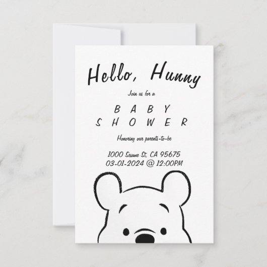 INVITATION BABY SHOWER WINNIE (Devant)