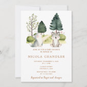 Invitation Baby shower Wolf Woodland (Devant)