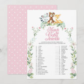 Invitation Baby shower Woodland Correspondre Le Jeu Bébé Anim (Devant / Derrière)