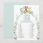 Invitation Baby shower Woodland Correspondre Le Jeu Bébé Anim (Devant / Derrière)