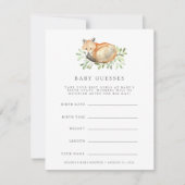 Invitation Baby shower Woodland Fox Guider Game Card (Devant)