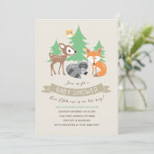 Invitation Baby shower Woodland Friends (Debout devant)