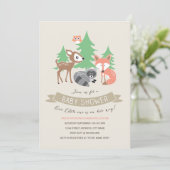 Invitation Baby shower Woodland Friends (Debout devant)