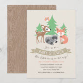Invitation Baby shower Woodland Friends (Devant / Derrière)