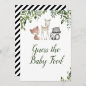 Invitation Baby shower Woodland - Guess the Baby Food Game (Devant / Derrière)
