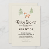 Invitation Baby shower Woodland Little Fox (Devant / Derrière)