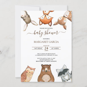 Invitation Baby shower WOODLAND Neutre Sexe Simple