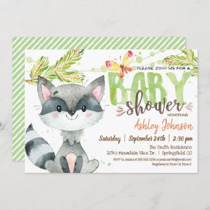 Invitation Baby shower Woodland Raccoon
