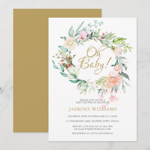 Invitation Baby shower Woodland Roses Garland / Saupoudrage