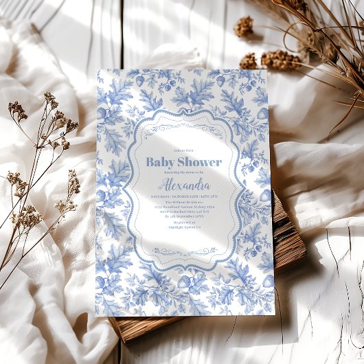 Invitation Baby shower Woodland Toile De Jouy