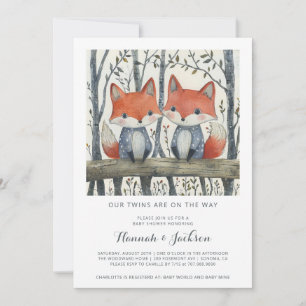 Invitation Baby shower Woodland Twins