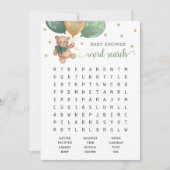 Invitation Baby shower Word Recherche Jeu Teddy Bear Blue Car (Devant)