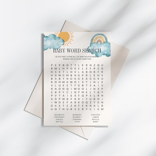 Invitation Baby shower Word Search Game Card