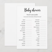 Invitation Baby Shower Word Unscramble Game, Printable  (Devant / Derrière)
