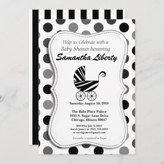 Invitation baby shower Zebra (Devant / Derrière)