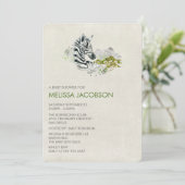 Invitation Baby shower Zebra aquarelle (Debout devant)