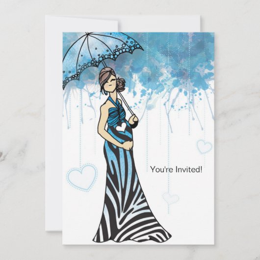 Invitation Baby shower Zebra - Blue2 (Devant)