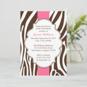 Invitation Baby shower Zebra classique (Debout devant)