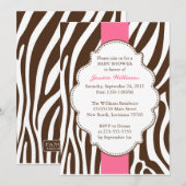 Invitation Baby shower Zebra classique (Devant / Derrière)