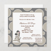 Invitation Baby shower Zebra Pok-a-Dot 5x7 (Devant / Derrière)