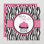 Invitation Baby shower Zebra Print & Cupcake (Devant / Derrière)
