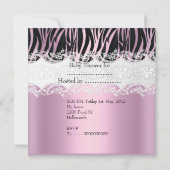 Invitation Baby shower Zebra rose blanc bébé fille (Dos)