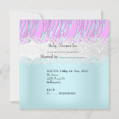 Invitation Baby shower Zebra Rose Bleu Bébé Fille Ou Garçon (Dos)