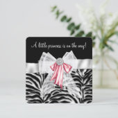 Invitation Baby Shower Zèbre Rose (Debout devant)
