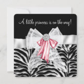 Invitation Baby Shower Zèbre Rose (Devant)