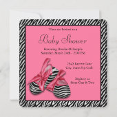 Invitation Baby Shower Zèbre Rose (Dos)