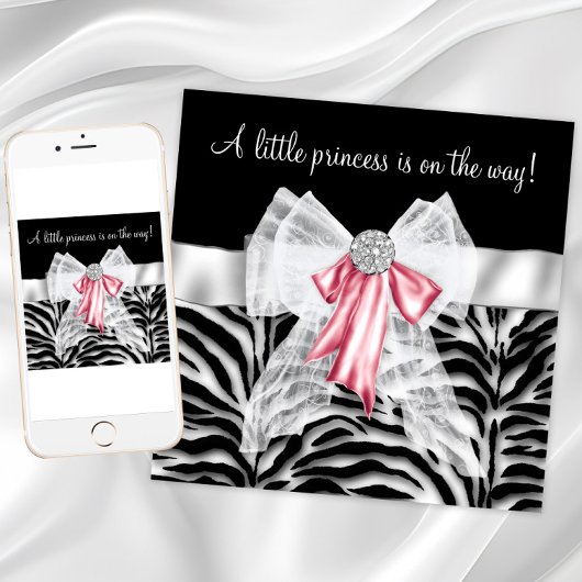 Invitation Baby Shower Zèbre Rose