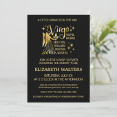 Invitation Baby shower Zodiac de la Vierge Noire et Or (Debout devant)