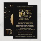 Invitation Baby shower Zodiac de la Vierge Noire et Or (Devant / Derrière)