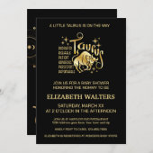 Invitation Baby shower Zodiac en or et en noir Taurus (Devant / Derrière)