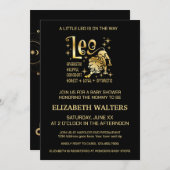 Invitation Baby shower Zodiac en or et noir Leo (Devant / Derrière)