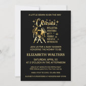 Invitation Baby shower Zodiac Gold et Black Gemini (Devant)