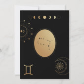 Invitation Baby shower Zodiac Gold et Black Gemini (Dos)