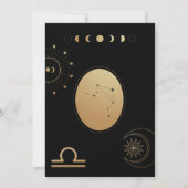 Invitation Baby shower Zodiac Gold et Black Libra (Dos)
