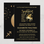 Invitation Baby shower Zodiac Gold et Black Sagittarius (Devant / Derrière)