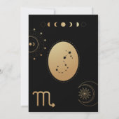 Invitation Baby shower Zodiac Gold et Black Scorpio (Dos)