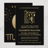 Invitation Baby shower Zodiac Gold et Black Scorpio (Devant / Derrière)