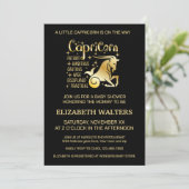 Invitation Baby shower Zodiac or et noir Capricorne (Debout devant)